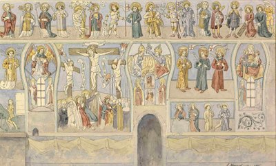 Fresco with Crucifixion in the Lutheran Chapel at Turjak by Ladislav Benesch
